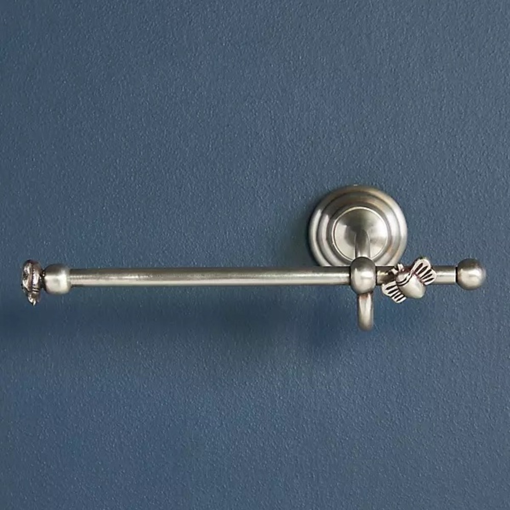 Anthropologie Silver Wall-Mounted Bathroom Tissue Holder New
